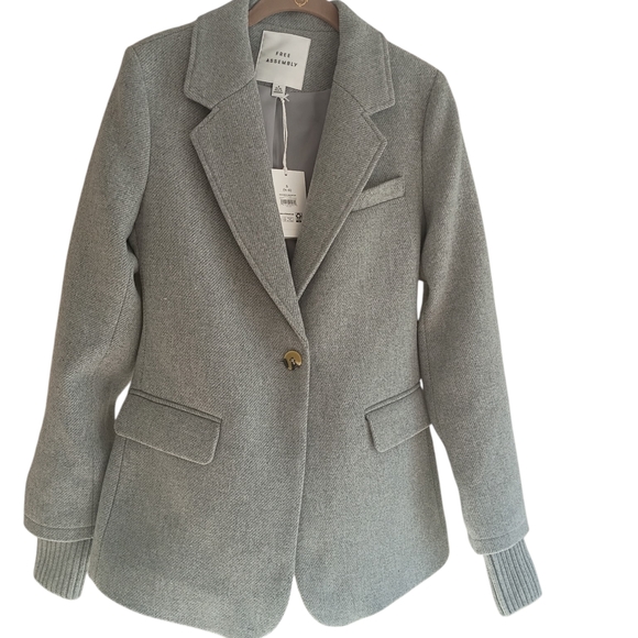 Free Assembly Women's Gray Wool Blend Blazer SZ 4/6 - Picture 6 of 9